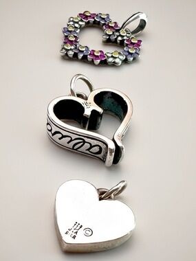 James Avery Silver and Multicolor enamel Flower Heart Wreath Pendant Charms
